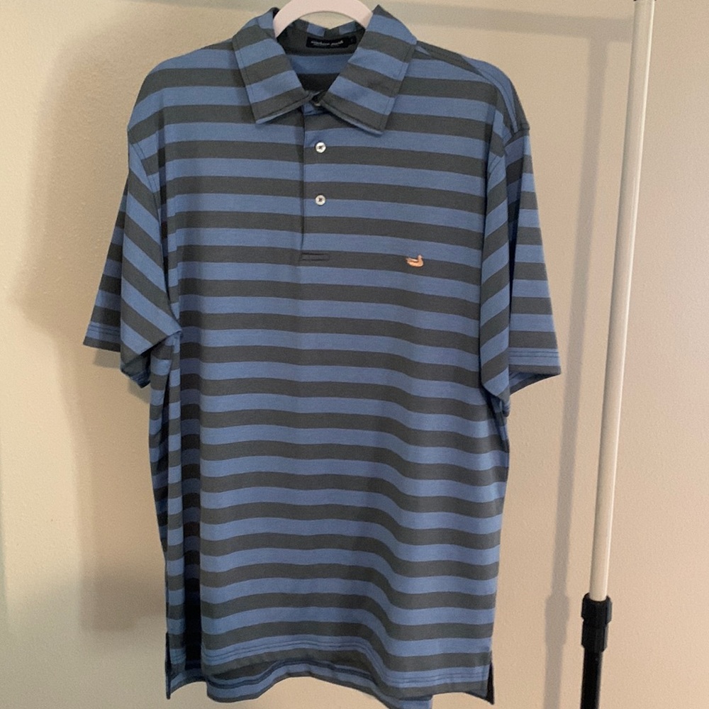 Blue and black striped Southern Marsh Polo